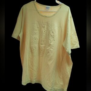 Bobbie Brooks Vintage Yellow Gold Studded Hearts Shirt. Sz. Women 14W/16W.